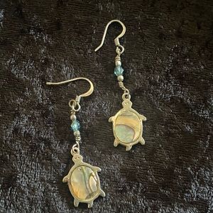 Turtle Abalone, beaded earrings